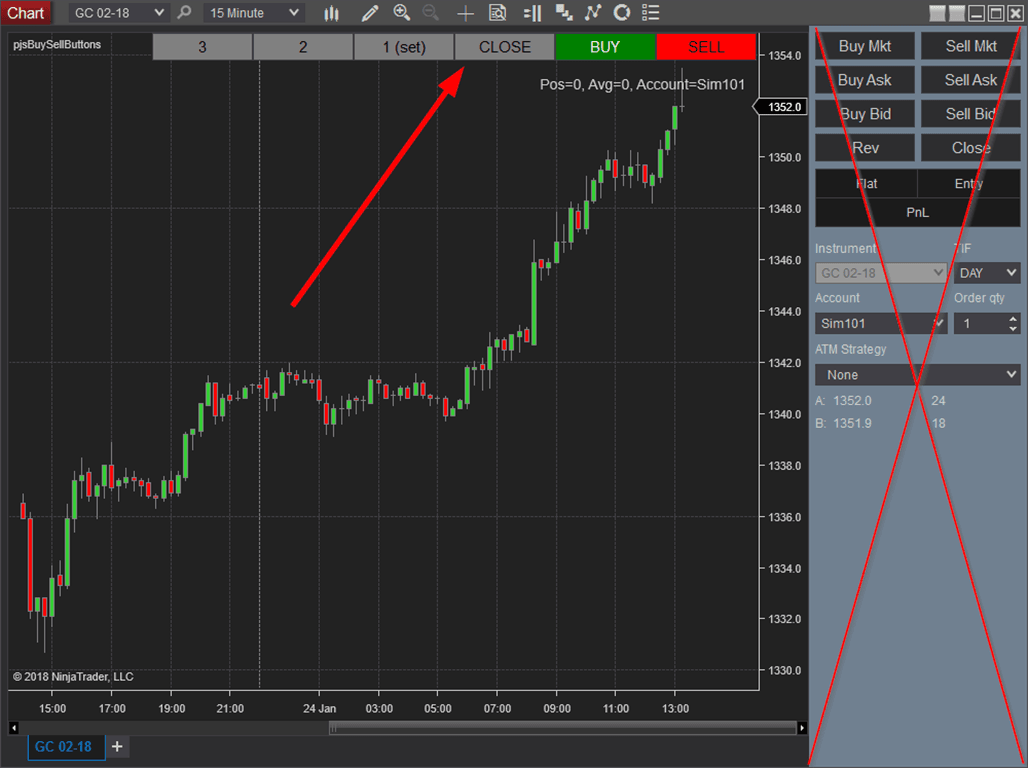 Buy and Sell buttons, directly on the Ninjatrader chart – Random thoughts