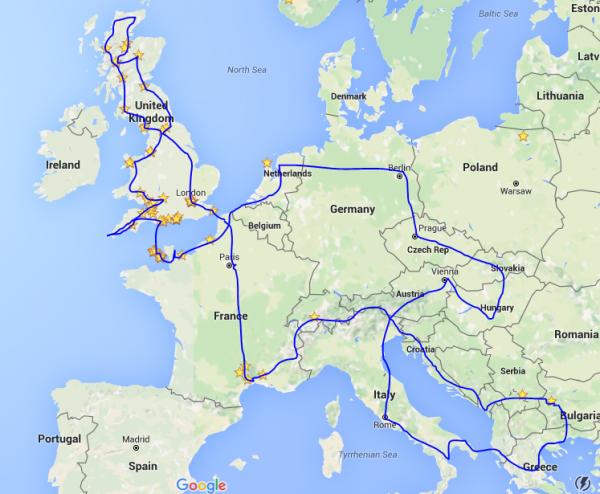 Europe Ferry Routes Map