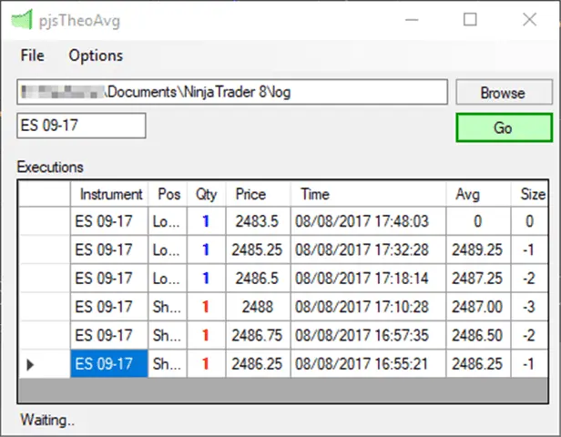 Theoretical average position tracker for Ninjatrader